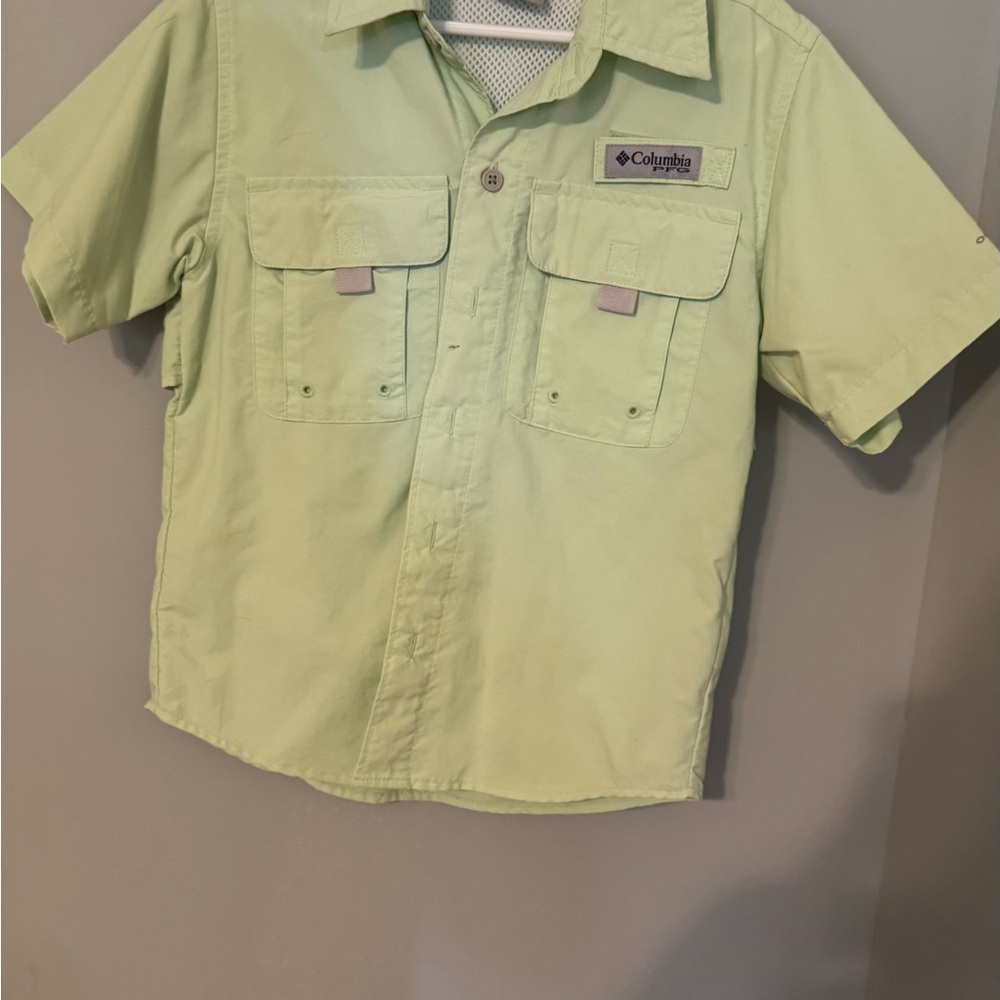 Columbia Green Button Down Shirt Short Sleeve